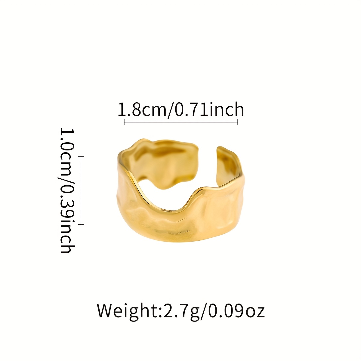 Irregularly Shaped Stainless Steel Open Ring, Unique Design